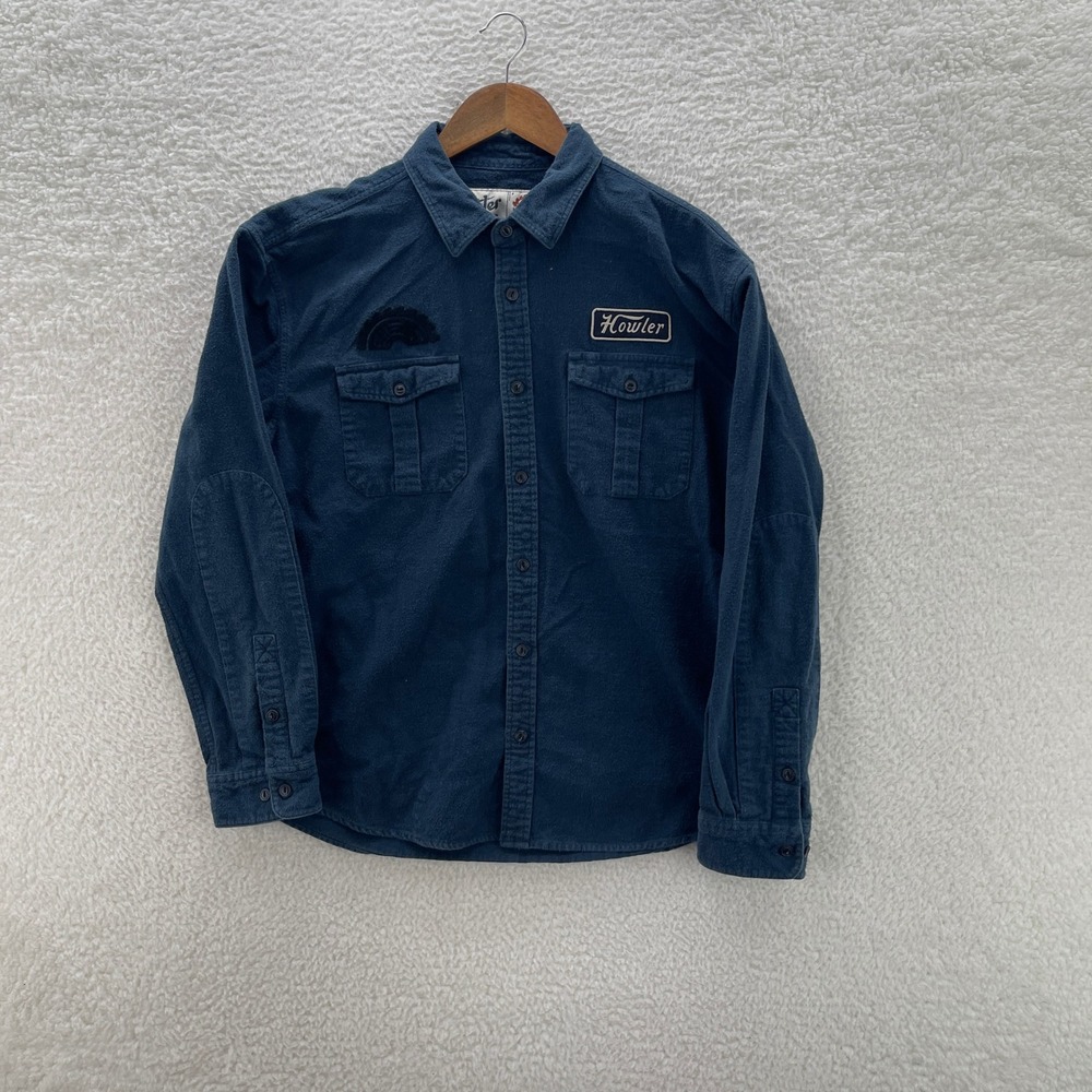 Howler Bros Shirt Mens Medium Blue Saw Dust Work Wear Chamois Flannel Gorpcore
